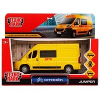 Машина металл CITROEN JUMPER ДЕТИ 14 см, двери, багаж, инерц, желтый, кор. Технопарк JUMPER-14CHI-YE