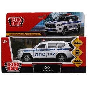 {{photo.Alt || photo.Description || 'Машина металл INFINITI QX80 ПОЛИЦИЯ, 12,5 см, двери, баг., инер, белый, кор. Технопарк'}}