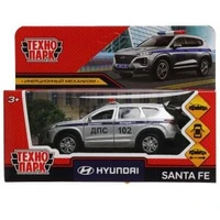 Машина металл HYUNDAI SANTAFE ПОЛИЦИЯ 12 см, двер, багаж, инер, серебр, кор. Технопарк SANTAFE2-12POL-SR