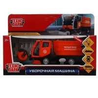 Машина металл свет-звук УБОРОЧНАЯ МАШИНА 15,5 см, двери, багаж, оранж, кор. Технопарк VACCAR-12SL-OG