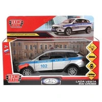 Машина металл свет-звук LADA sw cross ПОЛИЦИЯ 17,5 см, двери, кор. Технопарк VESTASWCR-124SLPOL-GY