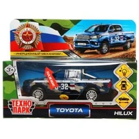Машина металл свет-звук TOYOTA HILUX КАМУФЛЯЖ ,12 см, двери, ин, СИНИЙ, кор. Технопарк HILUX-12SLMIL-BU