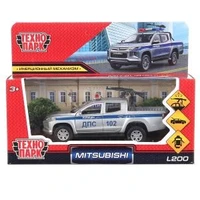 Машина металл MITSUBISHI L200 PICKUP ПОЛИЦИЯ 13 см, двери, багаж, кор. Технопарк L200-12POL-ARMSR