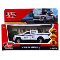 Машина металл MITSUBISHI L200 PICKUP ПОЛИЦИЯ 13 см, двери, багаж, в кор. Технопарк L200-12POL-ARMWH