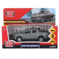 Машина металл MITSUBISHI L200 PICKUP матовый серый 13 см, двери, багаж, кор. Технопарк L200-12FIL-GY