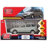 Машина металл LADA PRIORA длина 12 см, двери, багаж, инерц, бежевый, в кор. Технопарк PRIORAWAG-12-BN
