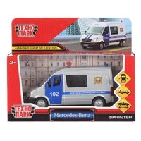 Машина металл MERCEDES-BENZ SPRINTER ПОЛИЦИЯ 14 см, двери, инер, сер, кор Технопарк SPRINTERVAN-14POL-SR