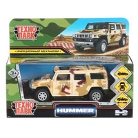 Машина металл HUMMER H2  длина 12 см, двери, багаж, инерц, КАМУФЛЯЖ, в кор. Технопарк HUM2-12MIL-BN