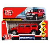 Машина металл HUMMER "hummer h2", дл12см,откр дв,багаж,инерц,красный,в кор Технопарк HUM2-12-RD