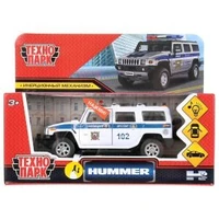 Машина металл свет-звук HUMMER H2 ПОЛИЦИЯ 12 см, двер, баг, ин, белый, кор. Технопарк HUM2-12SLPOL-WH