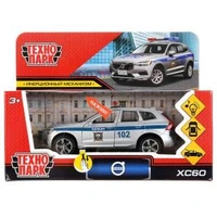 Машина металл свет-звук VOLVO xc60 ПОЛИЦИЯ 12 см, двер, баг, инерц, кор. Технопарк XC60-12SLPOL-SR