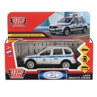 Машина металл LADA GRANTA CROSS ПОЛИЦИЯ 12 см, двер,багажник, серебр, кор. Технопарк GRANTACRS-12POL-SR