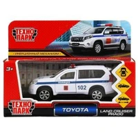 Машина металл TOYOTA PRADO ПОЛИЦИЯ 12 см, двери, багаж, инерц, белый, кор. Технопарк PRADO-P-WH