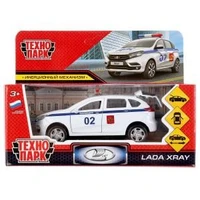 Машина металл LADA XRAY ПОЛИЦИЯ длина 12 см, двери, багаж, инерц, белый, кор Технопарк XRAY-12POL-WH