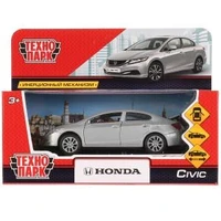 Машина металл HONDA CIVIC длина 12 см, двери, багаж, инерц, серебр, кор. Технопарк CIVIC-SL