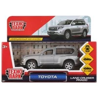 Машина металл TOYOTA PRADO, 12 см, откр дв, багаж, инерц, серебристый, кор. Технопарк PRADO-SL
