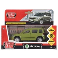 Машина металл SKODA YETI длина 12 см, двери, багаж, инерц, зеленый, кор. Технопарк YETI-GN