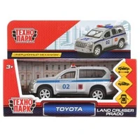 Машина металл TOYOTA PRADO ПОЛИЦИЯ длина 12 см, двери, багаж, инерц, кор. Технопарк PRADO-P