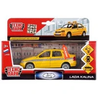 Машина металл LADA калина ТАКСИ 12 см, свет+звук, откр. дв., инерц., в кор. Технопарк CT1049WB-T (48)
