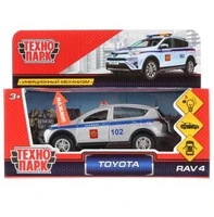 Машина металл свет-звук TOYOTA RAV4 ПОЛИЦИЯ 12 см, двери, багаж, инерц. кор. Технопарк RAV4-P-SL
