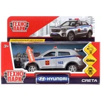 Машина металл свет-звук HYUNDAI CRETA ПОЛИЦИЯ, 12 см,отк.дв.,баг.,ин., кор. Технопарк CRETA-P-SL