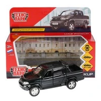 Машина металл UAZ PICKUP, 12 см, откр дв, багаж, инерц, черный, кор. Технопарк PICKUP-BK