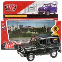 Машина металл UAZ HUNTER длина 12 см, двери, багаж, инерц, черный, в кор. Технопарк HUNTER-BK