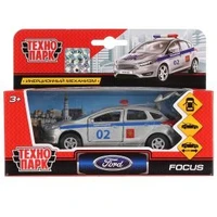 Машина металл FORD FOCUS ХЭТЧБЕК ПОЛИЦИЯ 12 см, двери, багаж, инерц, кор. Технопарк SB-17-81-FF-P-WB