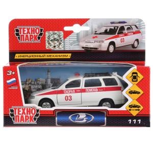 {{photo.Alt || photo.Description || 'Машина металл LADA 111 СКОРАЯ, 12 см, двери, багаж., инерц., кор. Технопарк'}}