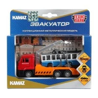 Машина металл KAMAZ ЭВАКУАТОР, 12 см,дв.,подв.дет.,инер.+трол. 7,5 см., кор. Технопарк SB-17-24-G-WB (48)