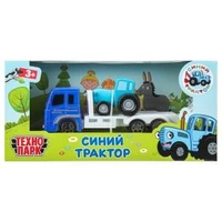 Машина металл СИНИЙ ТРАКТОР синий трактор с автоперевозчиком 7,5 см, синий Технопарк BLUTRA-7-AUTO-WOD