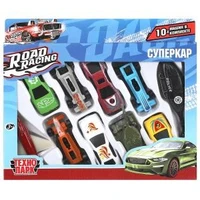 Машина металл ROAD RACING набор СУПЕРКАР 7,5 см, 10 шт,в ассорт, кор. Технопарк RR-SET-0064870-R