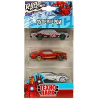 Машина металл ROAD RACING набор супергерои 7,5 см, 3 шт, в ассорт, кор. Технопарк RR-SET-418-R