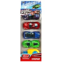 Машина металл ROAD RACING набор СУПЕРКАР 7,5 см, 4 шт, катап, в ассорт, кор. Технопарк RR-SET-65024-R