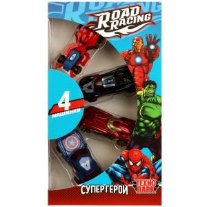 {{photo.Alt || photo.Description || 'Машина металл ROAD RACING набор супергерои 7,5 см, 4 шт,в ассорт, кор. Технопарк'}}