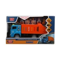 Машина пластик свет-звук KAMAZ МУСОРОВОЗ 17 см, бачок, инерц, син, кор. Технопарк KAMGARB-17PL-BUOG (72)