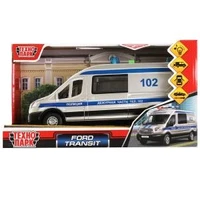 Машина пластик свет-звук FORD TRANSIT ПОЛИЦИЯ 22,5 см, двери, серебр, кор. Технопарк TRANSITVAN-22PLPOL-SR (36)