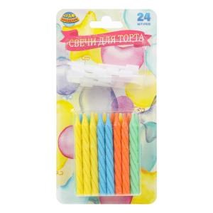 {{photo.Alt || photo.Description || 'Свечи для торта с держателем разноцветная, 24шт,  с днем рождения ЧУДО ПРАЗДНИК в кор.48наб'}}