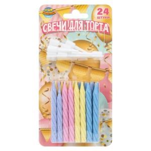 {{photo.Alt || photo.Description || 'Свечи для торта с держателем разноцветная, 24шт, с днем рождения ЧУДО ПРАЗДНИК в кор.48наб'}}