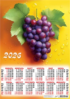 Листовой календарь на 2026 год А2 "Натюрморт. Прекрасный виноград" ПО-26-196 ПО-26-196