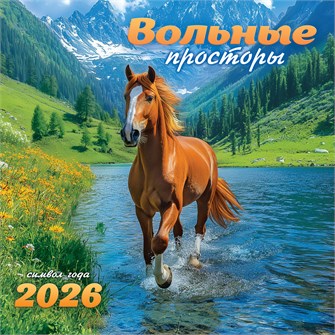 БОЛЬШОЙ перекидной настенный календарь на скрепке на 2026 год "Символ года. Вольные просторы" БПК-26-005 (без упаковки) БПК-26-005