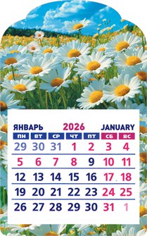 Календарь на магните 2026 "Полевые цветы. Ромашки" КМВ-26-024 (в упаковке) КМВ-26-024