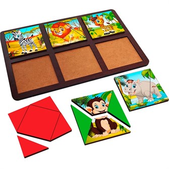 Деревянная Развивающая доска Сложи квадрат. Животные Африки 8779 /30 478-381