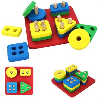 Деревянный сортер квадратный 4 формы, 12 дет. БП-00000224 /Арбо/ 379-548