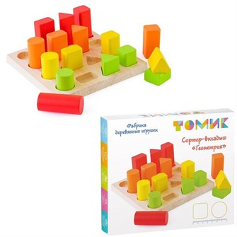 Деревянный логический игровой набор Сортер-Вкладыш Геометрия 17дет.1-94 379-583