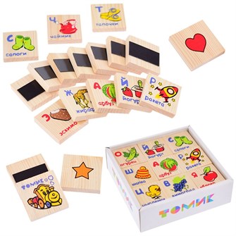 Деревянные Кубики 36шт Азбука на магнитах МАГ02 380-563