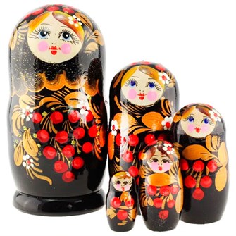 Деревянная Матрешка Рябина черная средняя 5 шт MS0503LyhP-01 380-704