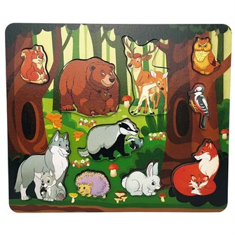 Деревянная Рамка вкладыш Кто живет в лесу? 10 деталей 8410 380-236