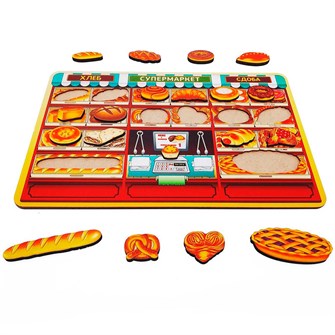 Деревянная Рамка-вкладыш большая Супермаркет. Хлеб и сдоба 19 дет. 8574 /35/ 478-917