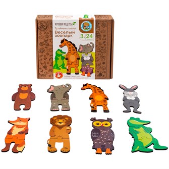 Деревянный пазл Тройной Веселый зоопарк 24 эл 05263 180-978